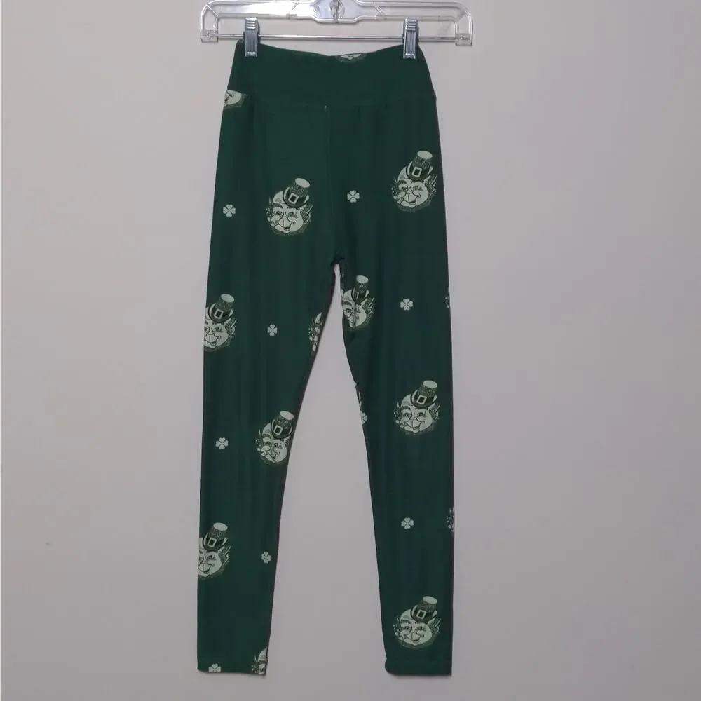 LuLaRoe Leggings in Leprechaun Print Shamrocks – Tween